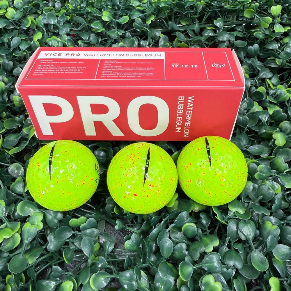 Vice Pro Watermelon Bubblegum Golf Balls Sleeve Limited Neon Green Splatter